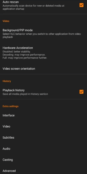 VLC Dark Mode σε Android