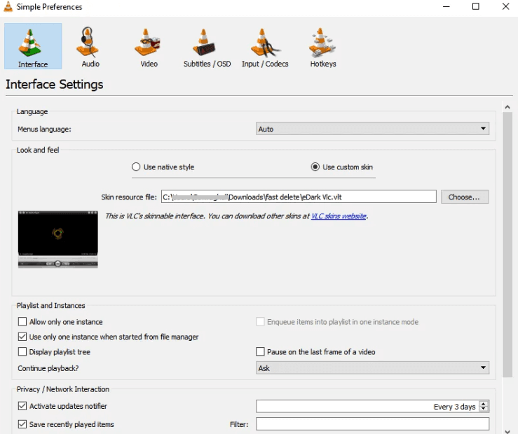 VLC Dark Mode σε υπολογιστή Windows/Mac