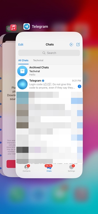 Επανεκκινήστε την εφαρμογή Telegram στο iPhone