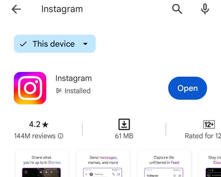 Ενημερώστε την εφαρμογή Instagram στην εικόνα Android ή Apple iPhone (iOS).