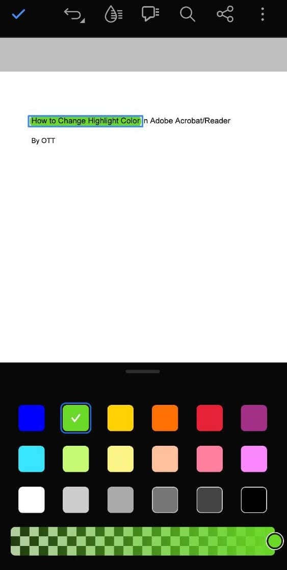 Πώς να αλλάξετε το χρώμα επισήμανσης στην εικόνα 2 του Adobe Acrobat Reader για φορητές συσκευές