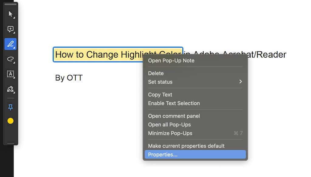 Πώς να αλλάξετε το χρώμα επισήμανσης στην εικόνα 3 του Adobe Acrobat Reader