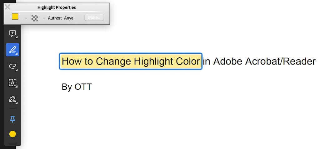 Πώς να αλλάξετε το χρώμα επισήμανσης στην εικόνα 6 του Adobe Acrobat Reader