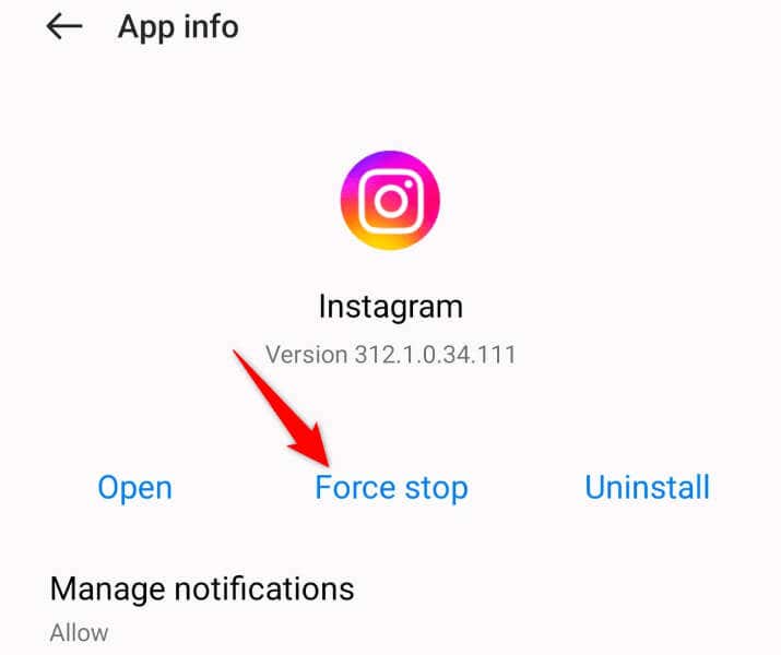 Διορθώστε το πρόβλημα υπότιτλων του Instagram κλείνοντας και επανεκκινώντας την εικόνα της εφαρμογής