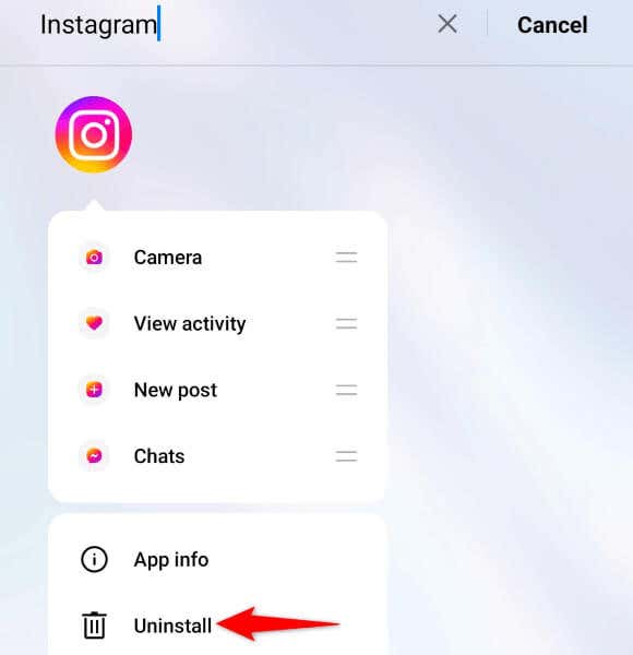 Αφαιρέστε και επανεγκαταστήστε την εικόνα Instagram