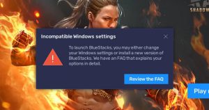 BlueStacks «Μη συμβατές ρυθμίσεις των Windows».