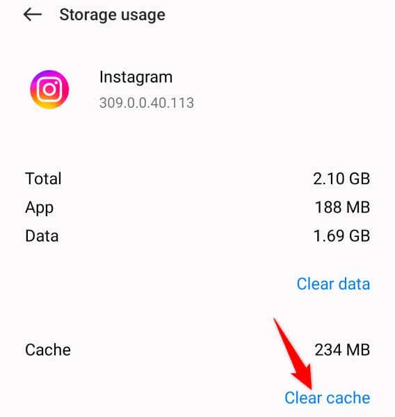 Εκκαθαρίστε την προσωρινή μνήμη εφαρμογών του Instagram σε εικόνα Android