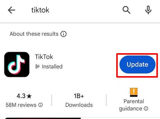 Ενημερώστε την εικόνα της εφαρμογής TikTok