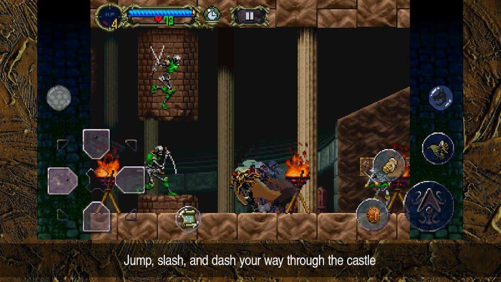 Ένα στιγμιότυπο του Castlevania: Symphony of the Night που δείχνει τον κύριο χαρακτήρα να πολεμά τους νεκρούς.