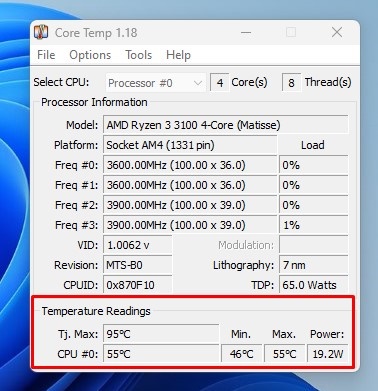 Τρέχουσα θερμοκρασία CPU