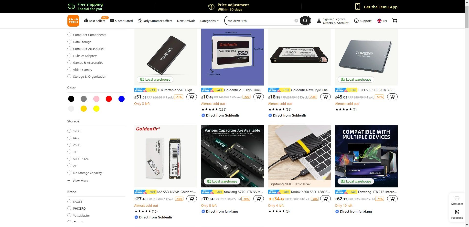 temu φθηνές μάρκες ssd no name