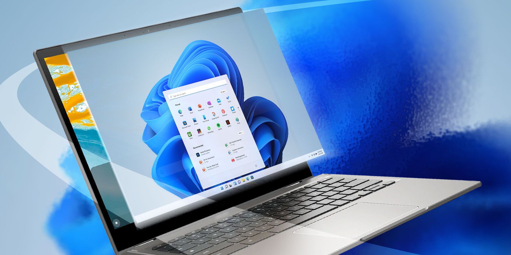 Ένα ανοιχτό Chromebook που εμφανίζει μια έκδοση των Windows στην οθόνη