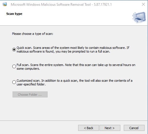 εργαλείο MSRT στα Windows