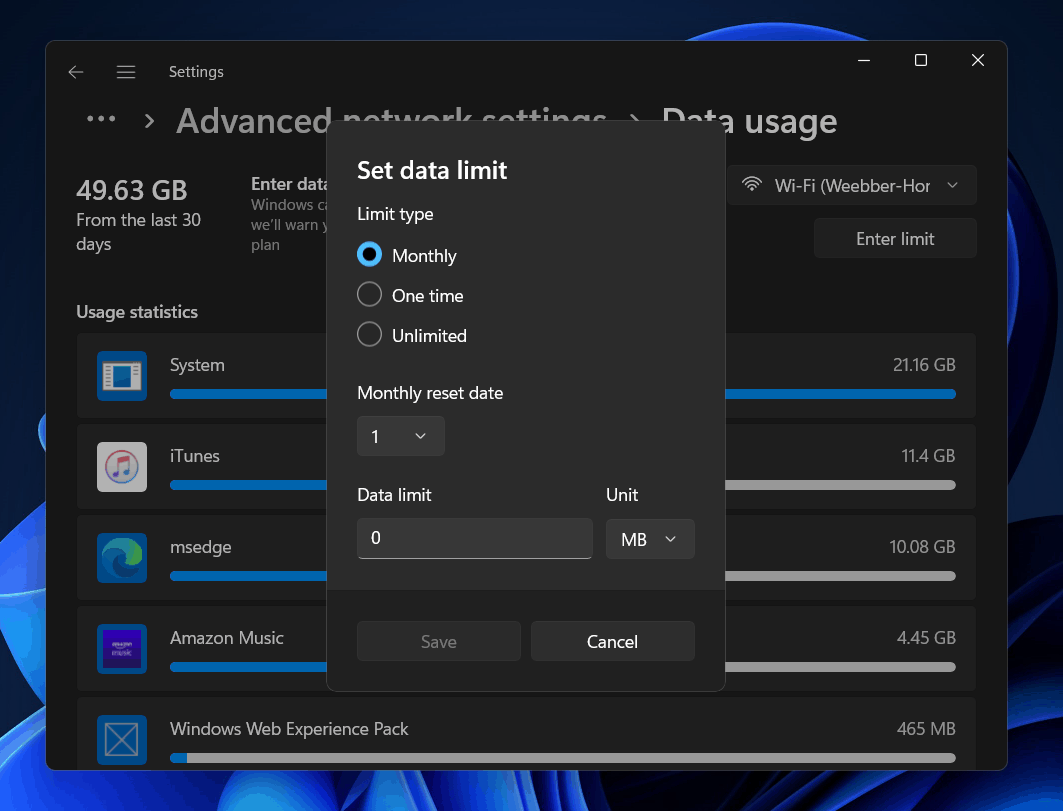 Τα Windows 11 να χρησιμοποιούν πολλά δεδομένα