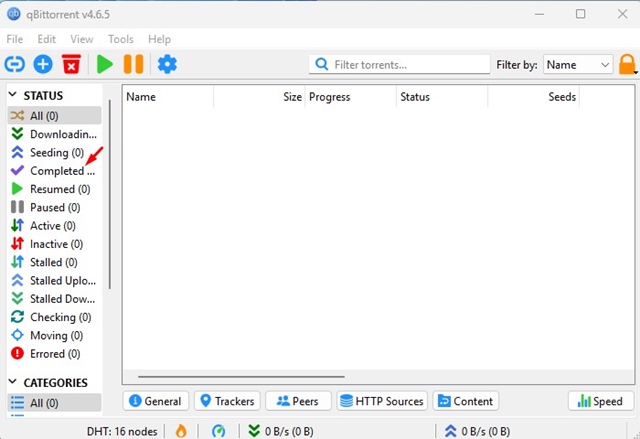 Ιστορικό λήψεων qBittorrent