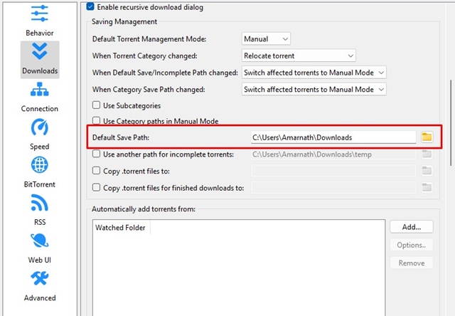 Ιστορικό λήψεων qBittorrent