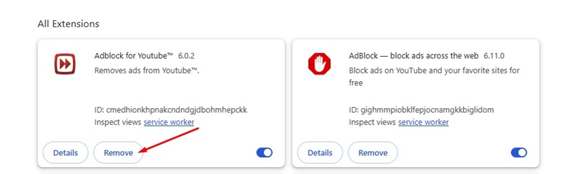 Αφαίρεση της επέκτασης Adblock για το YouTube