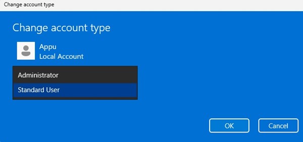 Πως να αλλάξετε τον τύπο λογαριασμού στα Windows 11