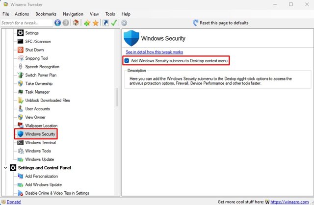 'Προσθήκη υπομενού Ασφάλειας των Windows στο μενού περιβάλλοντος της επιφάνειας εργασίας'