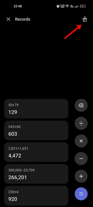 ιστορικό της αριθμομηχανής σε Android