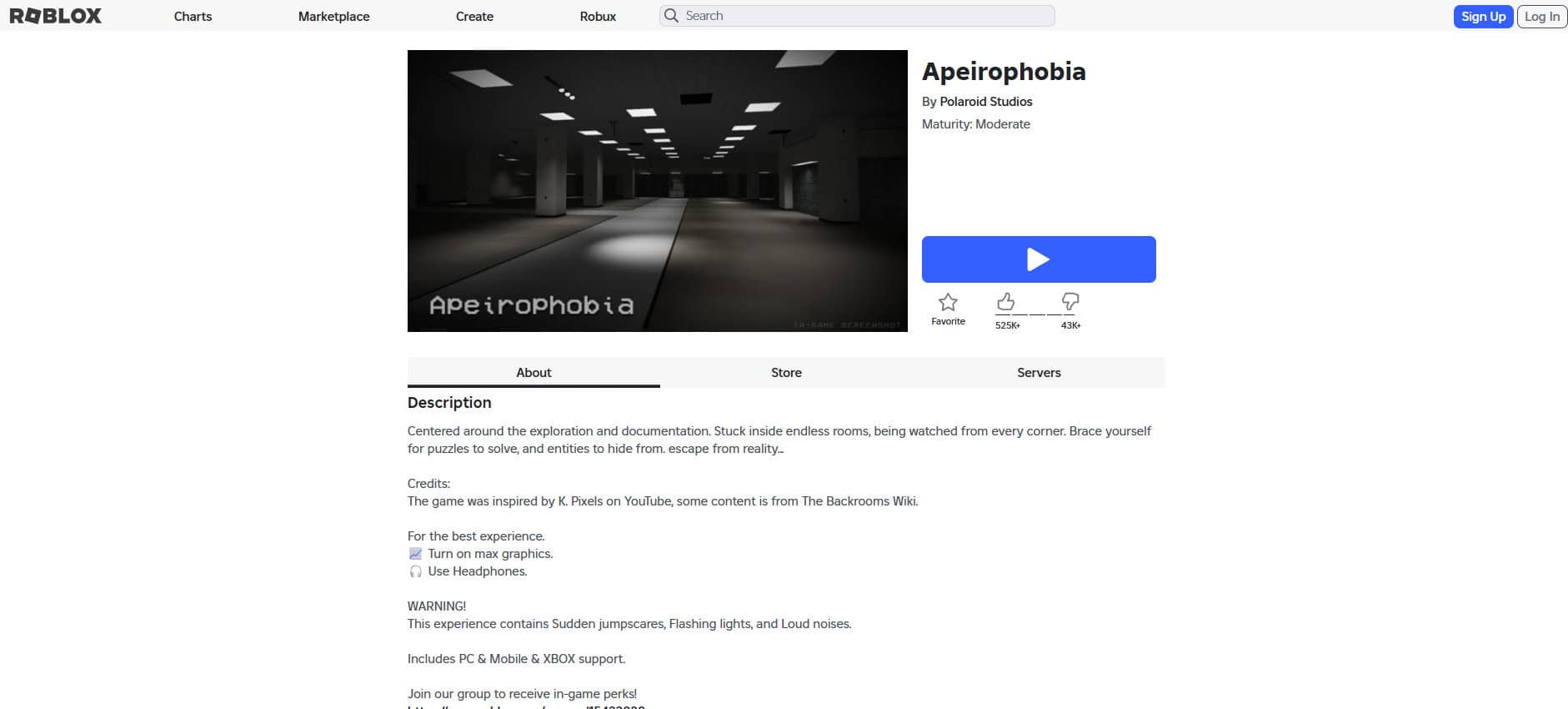 Απειροφοβία | Τα καλύτερα παιχνίδια τρόμου και τρομακτικού τρόμου στο Roblox