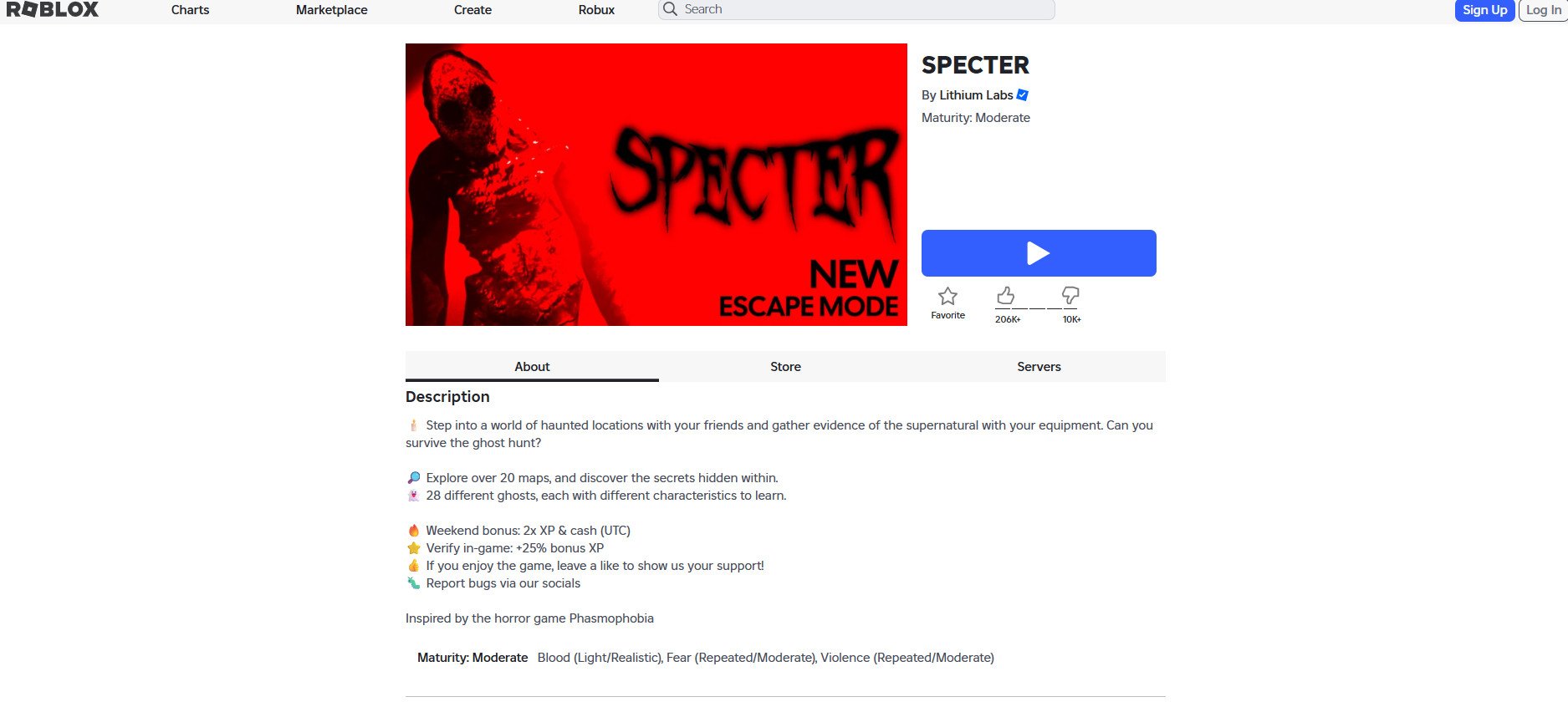 Spectre | Τα καλύτερα παιχνίδια τρόμου και τρομακτικού χαρακτήρα στο Roblox