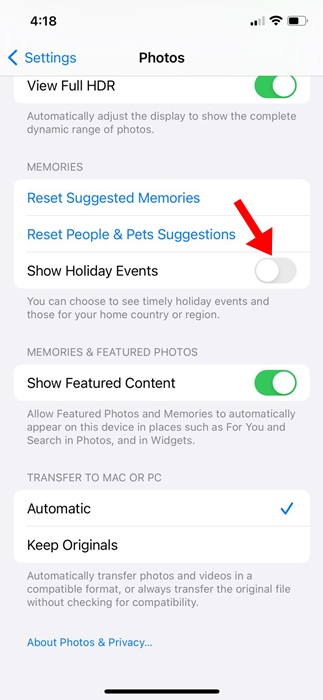 Πώς να απενεργοποιήσετε τις αναμνήσεις στο iPhone