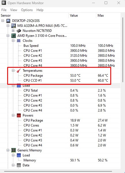 τρόποι για να ελέγξετε τη θερμοκρασία της CPU στα Windows
