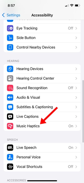 απτική λειτουργία μουσικής στο iPhone