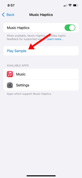 απτική λειτουργία μουσικής στο iPhone