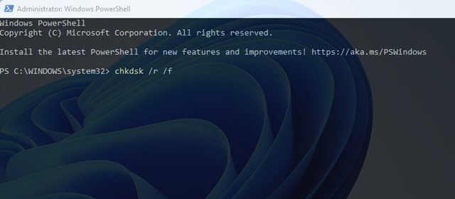 chkdsk /r /f