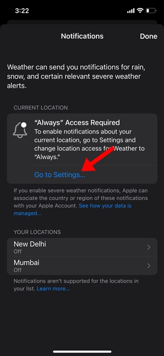 ειδοποιήσεις βροχής στο iPhone