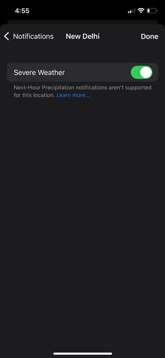 ειδοποιήσεις βροχής στο iPhone