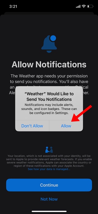 ειδοποιήσεις βροχής στο iPhone