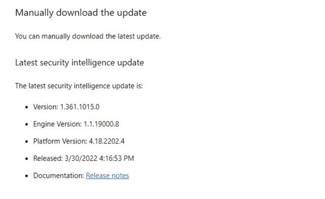 Ενημερώσεις του Microsoft Defender