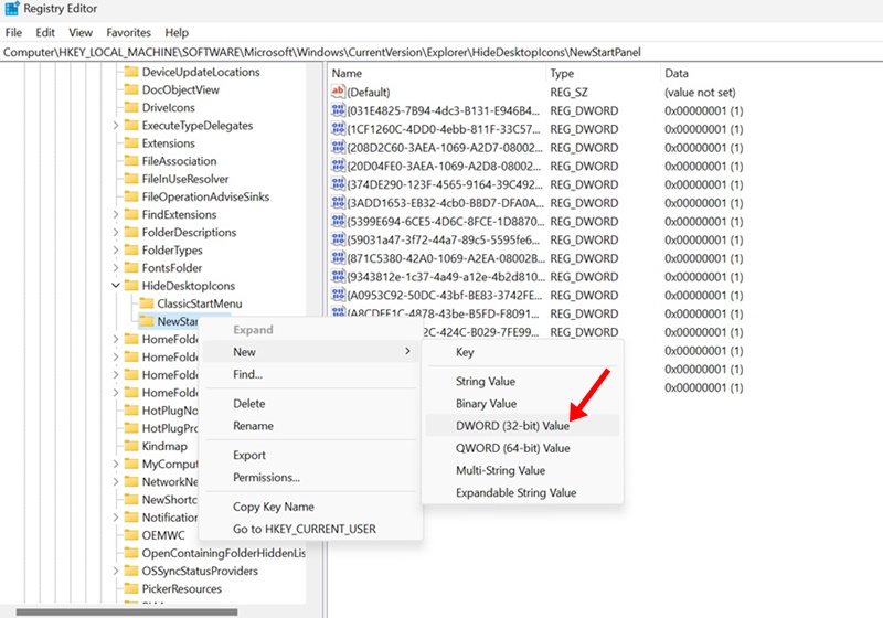 Νέα > Τιμή DWORD (32-bit)