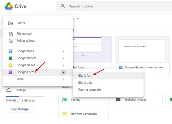 Φόρμες Google > Κενή Φόρμα