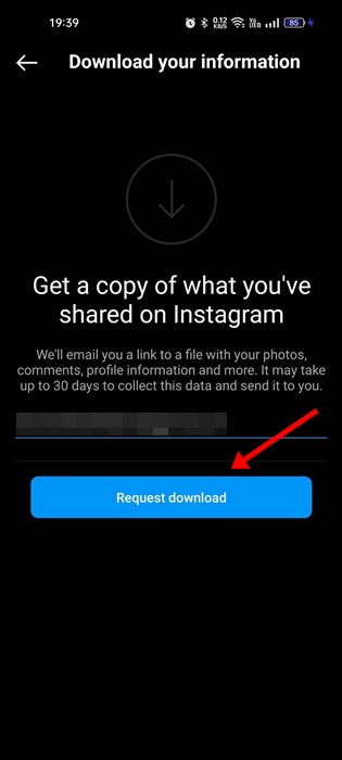 Πώς να δείτε το ιστορικό σχολίων σας στο Instagram 19 Λήψη δεδομένων