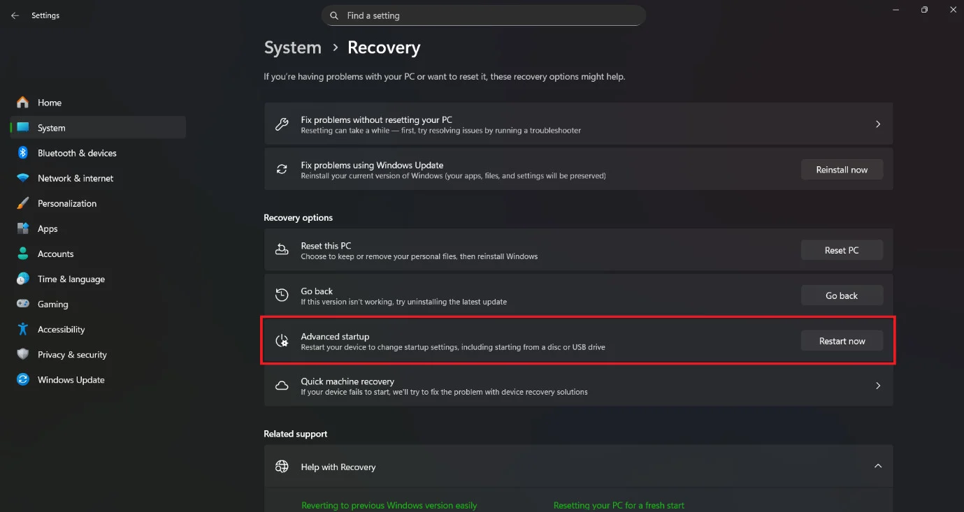 Η οθόνη Acer δεν εμφανίζει σήμα; 17 τρόποι για να διορθώσετε το πρόβλημα 11 κάντε κλικ στις Ρυθμίσεις για προχωρημένους | Επιδιόρθωση προβλήματος οθόνης Acer που δεν εμφανίζει σήμα