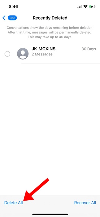 Πώς να αδειάσετε τα σκουπίδια στο iPhone (Πλήρης οδηγός) 36 Διαγραφή όλων