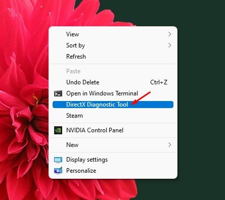 Πώς να ανοίξετε το Εργαλείο διάγνωσης DirectX στα Windows 11 22 Εργαλείο διάγνωσης DirectX στο μενού περιβάλλοντος