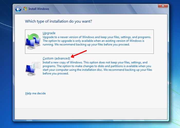 Windows 7 ISO Δωρεάν λήψη πλήρους έκδοσης (32 or 64 Bit) 16 Προσαρμοσμένο (Για προχωρημένους)