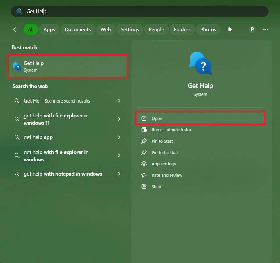 Πώς να λάβετε βοήθεια στα Windows 11 3 επιλέξτε Άνοιγμα