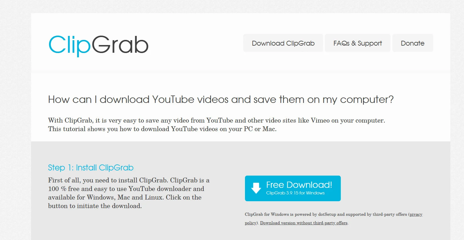 18+ Καλύτεροι Μετατροπείς YouTube σε MP4 για Windows/Mac 14 ClipGrab