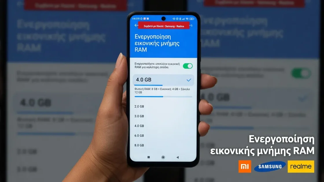 Ενεργοποίηση εικονικής μνήμης RAM σε Xiaomi, Samsung ή Realme 3 Ενεργοποίηση εικονικής μνήμης RAM σε Xiaomi, Samsung ή Realme