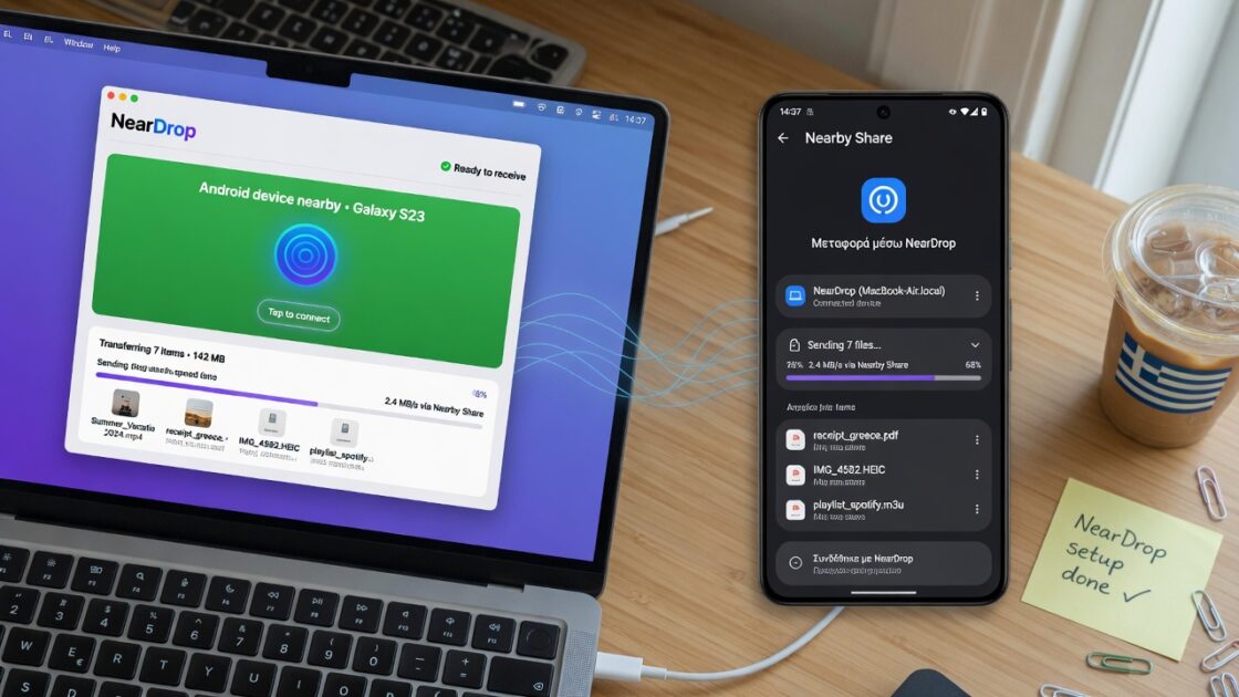 Μεταφέρετε αρχεία μεταξύ Android και Mac γρήγορα με το NearDrop 4 Μεταφορα αρχείων μεταξύ Android και Mac με το NearDrop