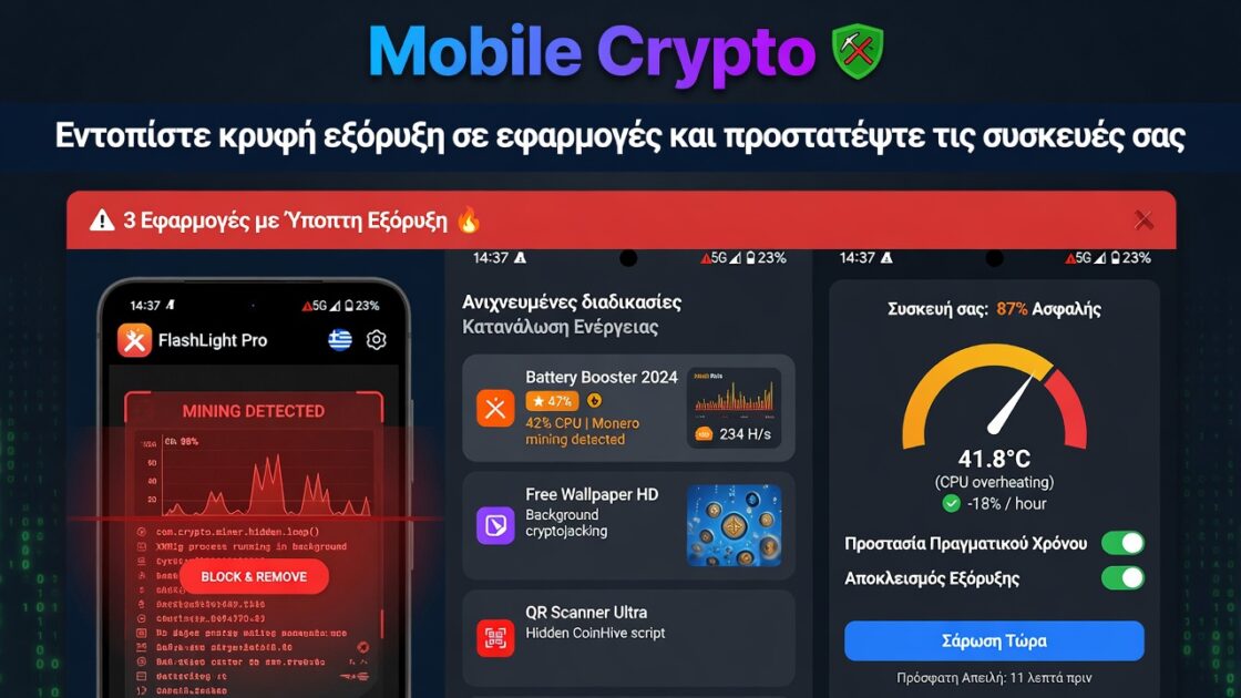 Εντοπίστε κρυφή εξόρυξη σε εφαρμογές και προστατέψτε τις συσκευές σας