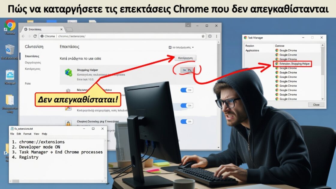 Πώς να καταργήσετε τις επεκτάσεις Chrome που δεν απεγκαθίστανται