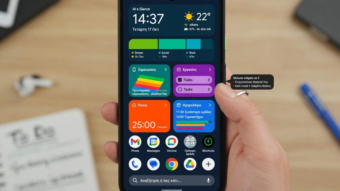 Αρχιτεκτονική αρχικής οθόνης: Widgets και παραγωγικότητα
