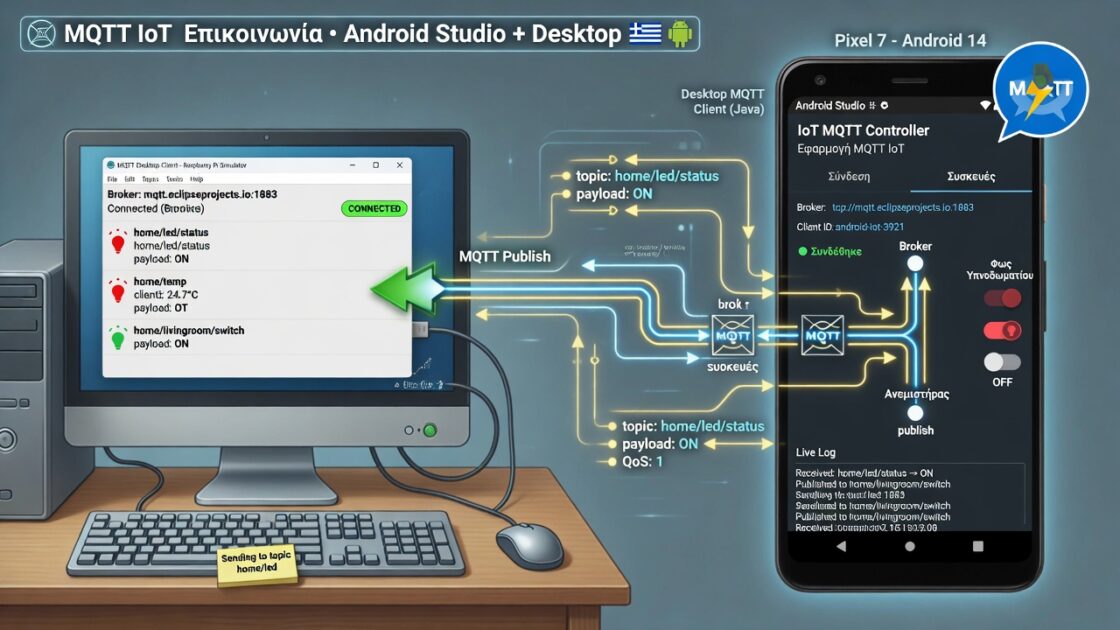 Δημιουργία εφαρμογής IoT: Επικοινωνία χρησιμοποιώντας το πρωτόκολλο MQTT στο Android Studio